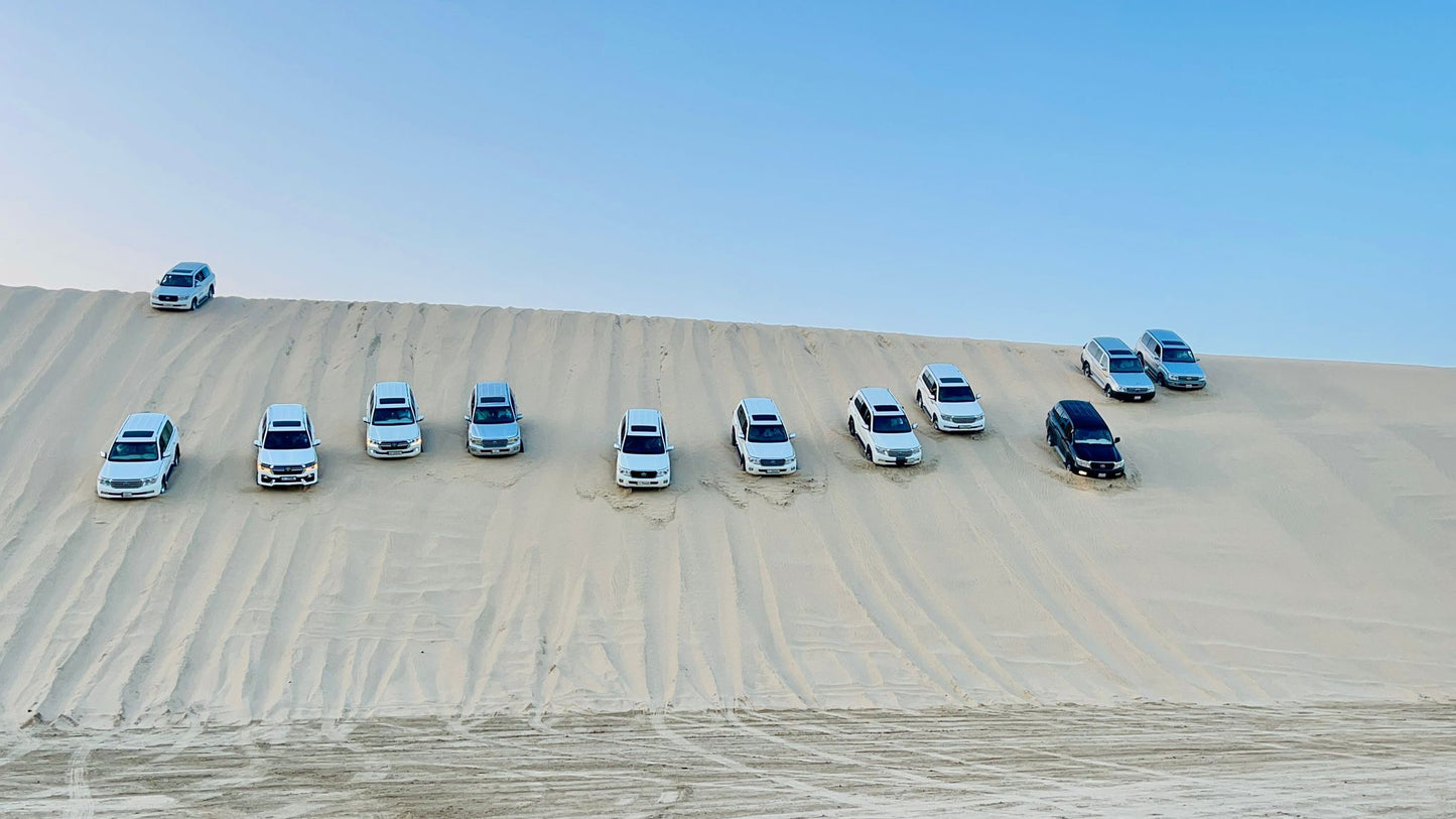 Doha: Half-Day Desert Safari Trip with Dune Bashing, Inland Sea and Sunrise or Sunset Views