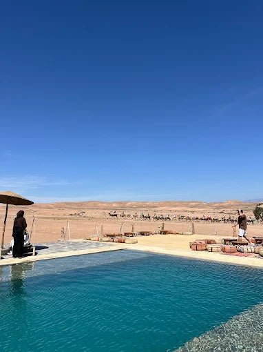 From Marrakech: Agafay Desert Camel Ride, Swimming, and Lunch
