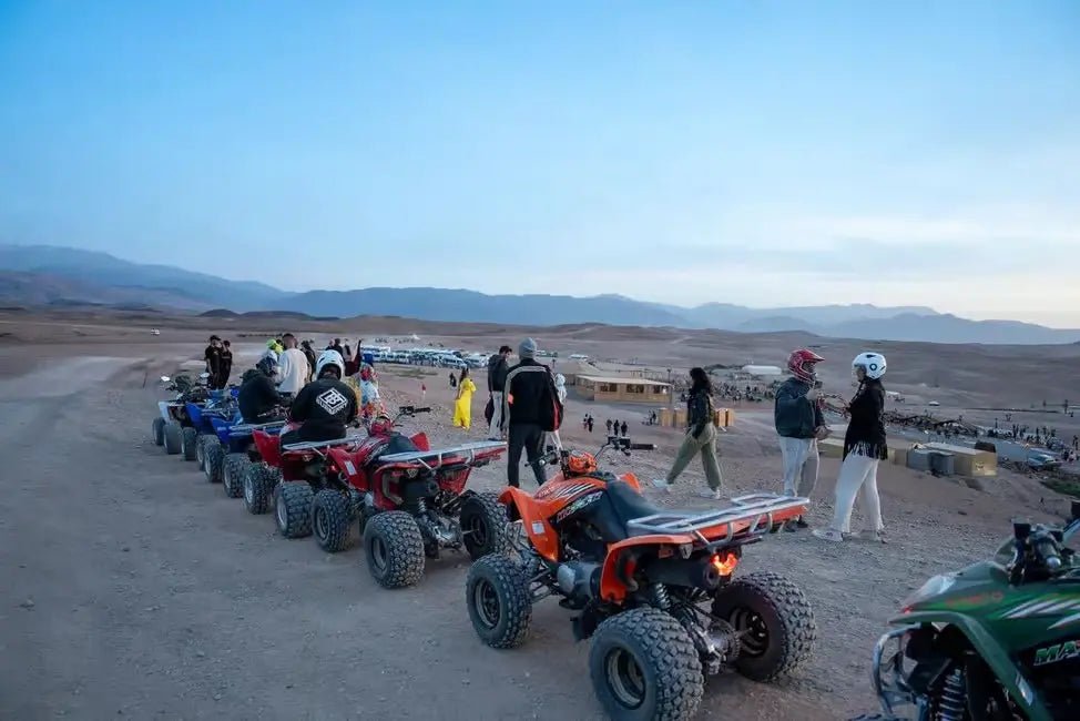 From Marrakech: Agafay Desert Quad Bike and Camel Ride Tour with Tea and Hotel Transfers