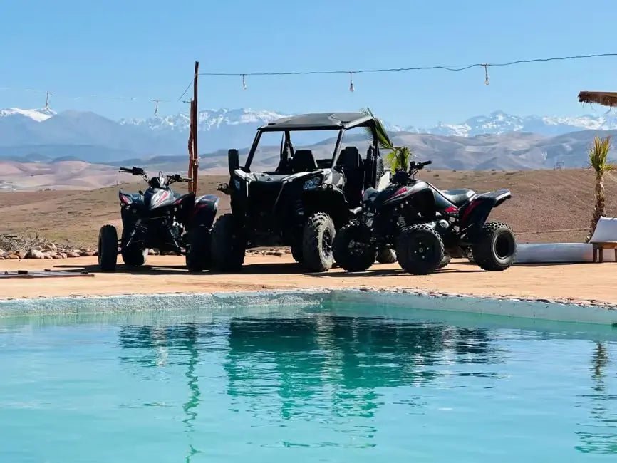 From Marrakech: Agafay Desert Quad Bike and Camel Ride Tour with Tea and Hotel Transfers