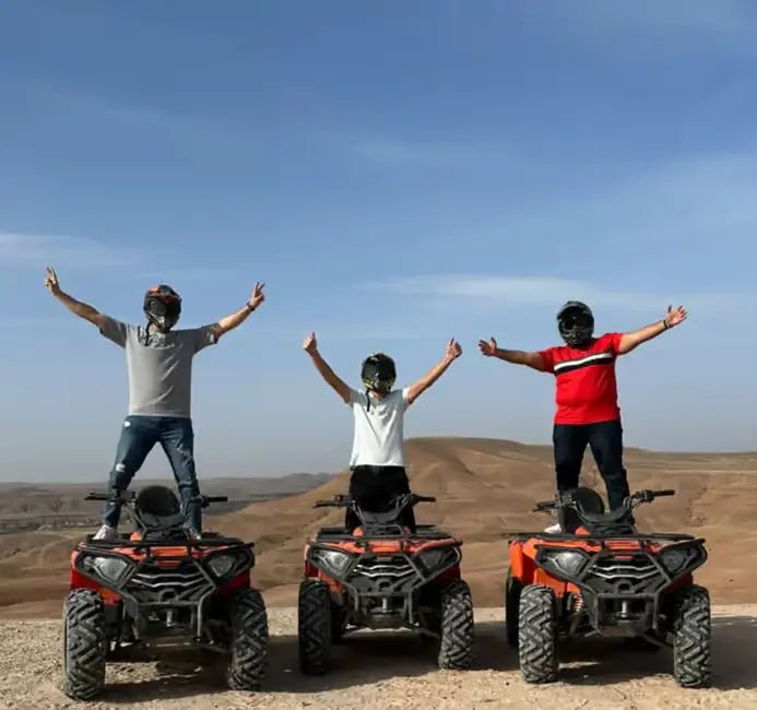 From Marrakech: Agafay Desert Quad Biking, Camel Ride, and Dinner with Fire Show