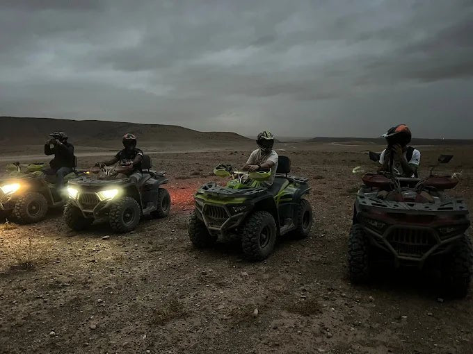 From Marrakech: Agafay Desert Quad Biking, Camel Ride, and Dinner with Fire Show