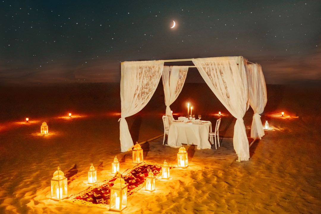 Dubai: Paramotor With Premium Dining Setup in Desert Experience