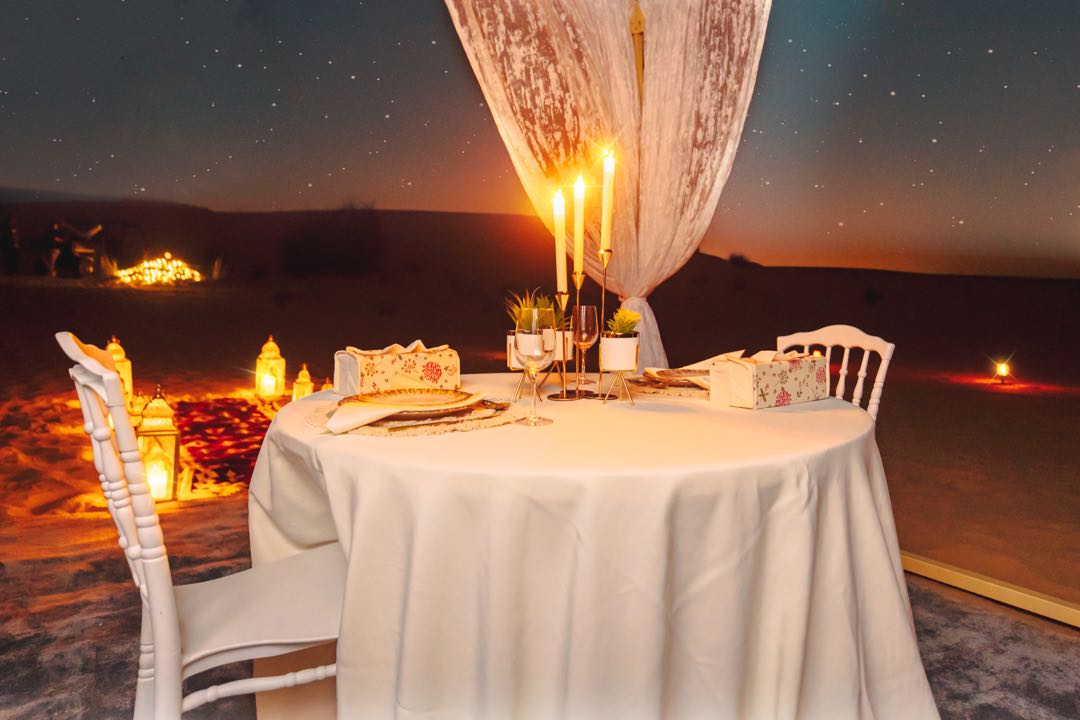 Dubai: Paramotor With Premium Dining Setup in Desert Experience