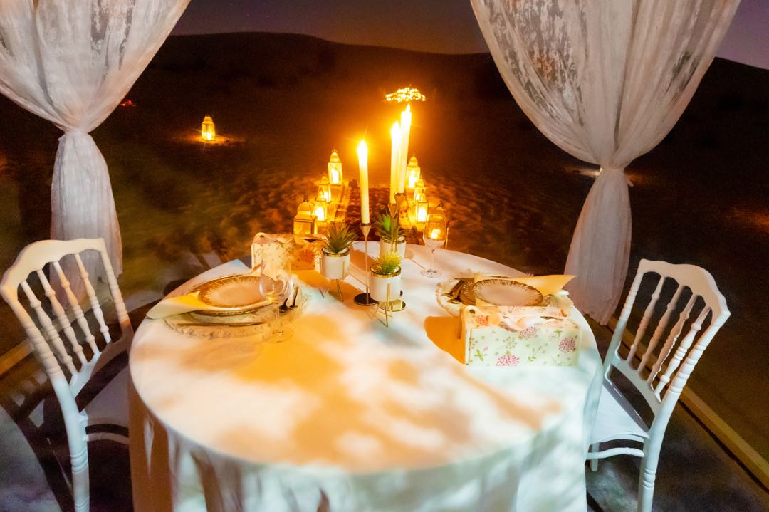 Dubai: Paramotor With Premium Dining Setup in Desert Experience