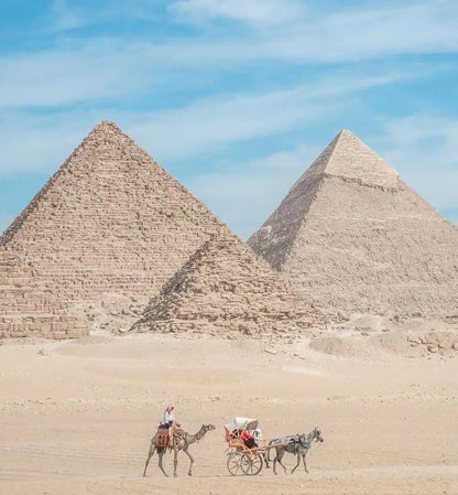 Le Caire : visite privée d'une demi-journée des pyramides en balade à dos de chameau ou en calèche