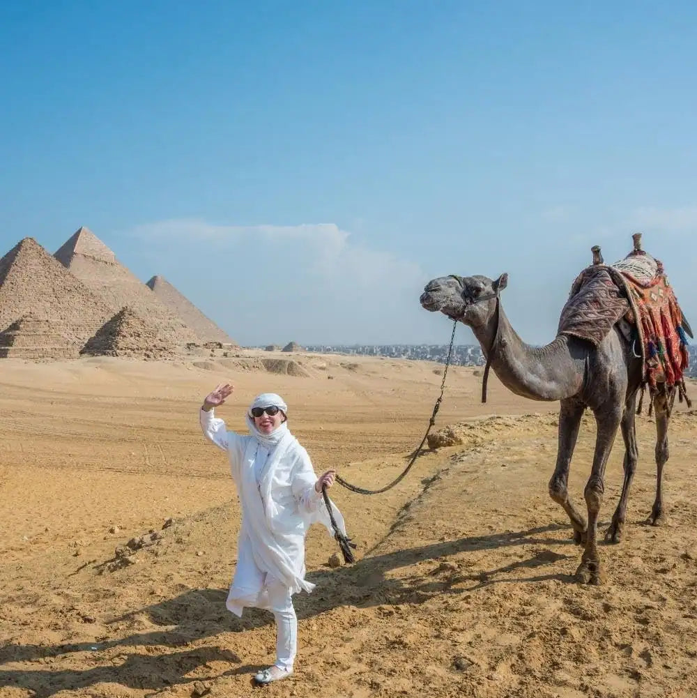 Le Caire : visite privée d'une demi-journée des pyramides en balade à dos de chameau ou en calèche