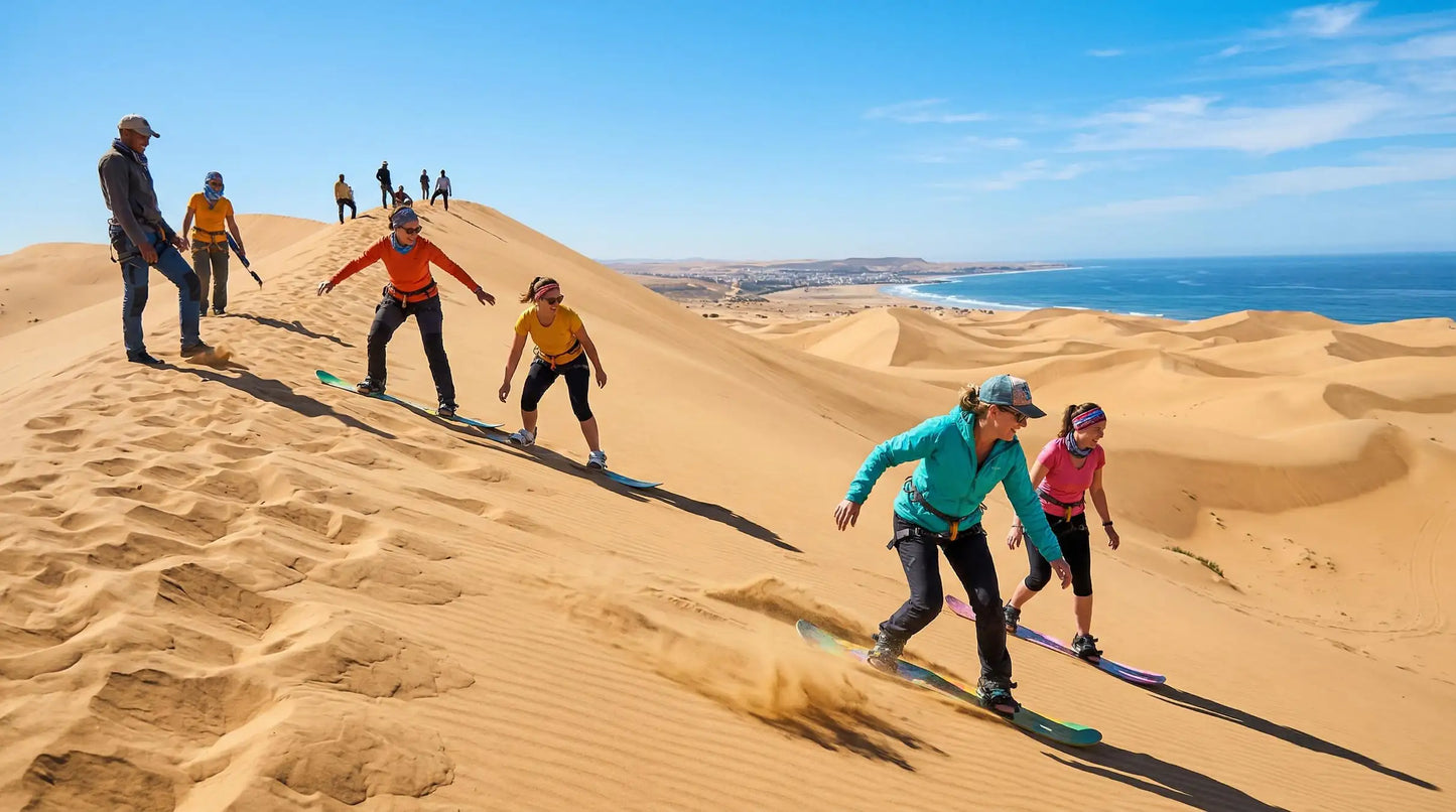 From Agadir o Taghazout: tour de sandboard en las dunas de Timlalin con paseo en camello opcional