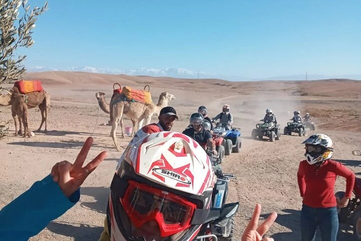 Från Marrakech: Privat utflykt med fyrhjuling i Agafayöknen, kamelridning och middag