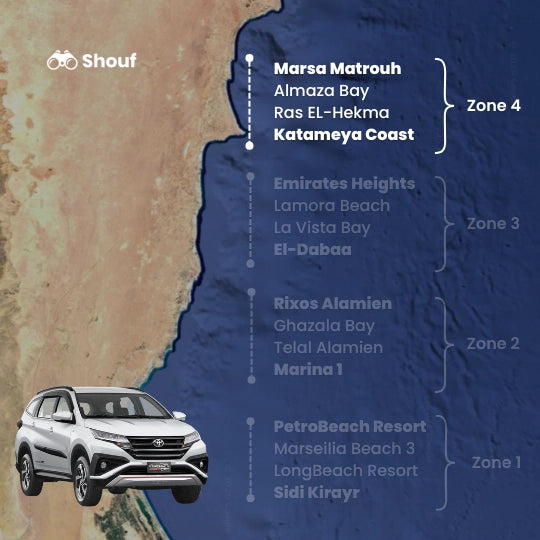 Fra Kairo: Privat bil- eller varebilutleie med sjåfør til Nordkysten