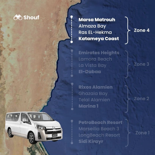 Fra Kairo: Privat bil- eller varebilutleie med sjåfør til Nordkysten