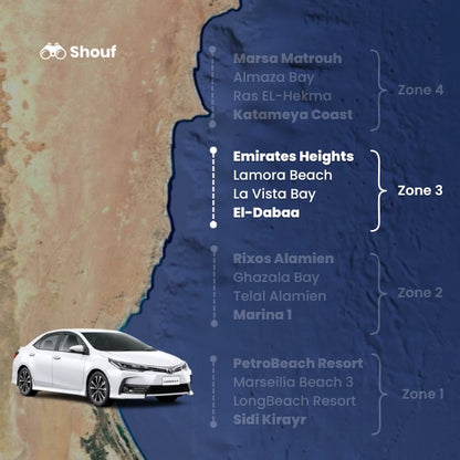 Fra Kairo: Privat bil- eller varebilutleie med sjåfør til Nordkysten