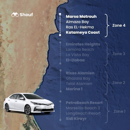 Fra Kairo: Privat bil- eller varebilutleie med sjåfør til Nordkysten