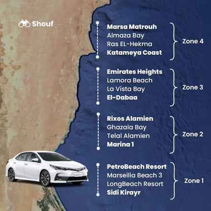 Fra Kairo: Privat bil- eller varebilutleie med sjåfør til Nordkysten