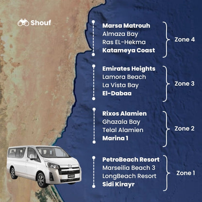 Fra Kairo: Privat bil- eller varebilutleie med sjåfør til Nordkysten