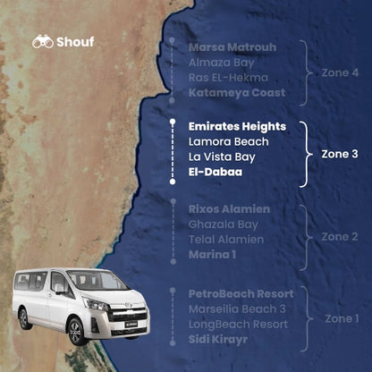 Fra Kairo: Privat bil- eller varebilutleie med sjåfør til Nordkysten