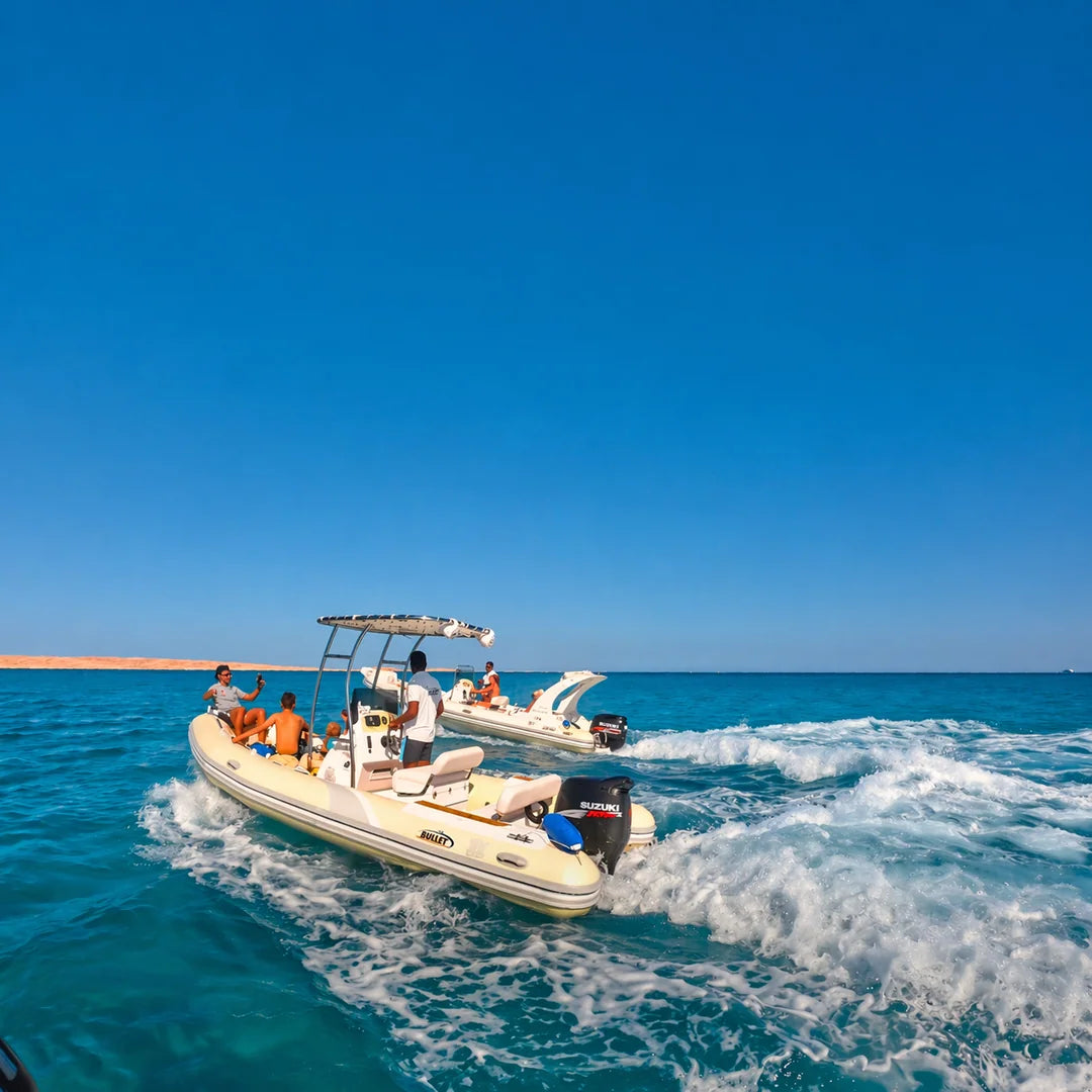 Hurghada: Excursie pe Insula Orange Bay cu barcă privată de mare viteză