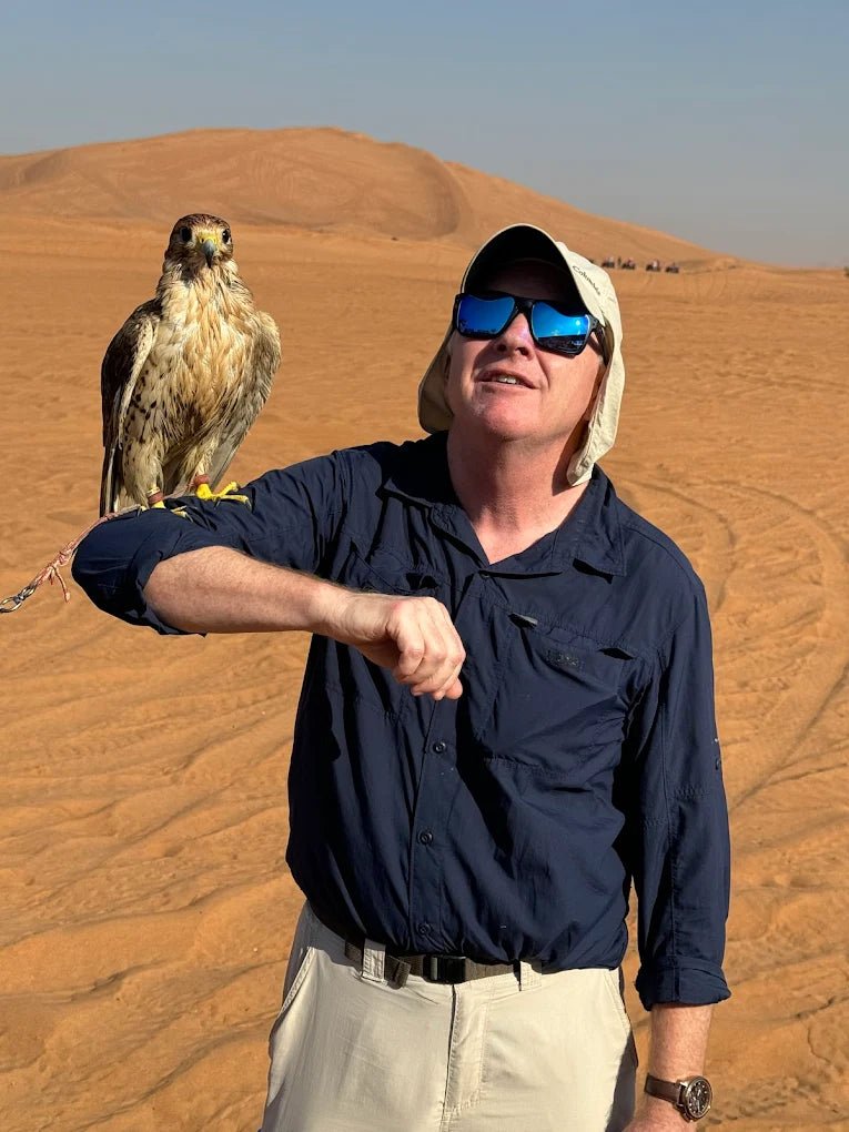 Dubai: Private Desert Safari with Camel Ride, Sandboarding and Falcon Photo