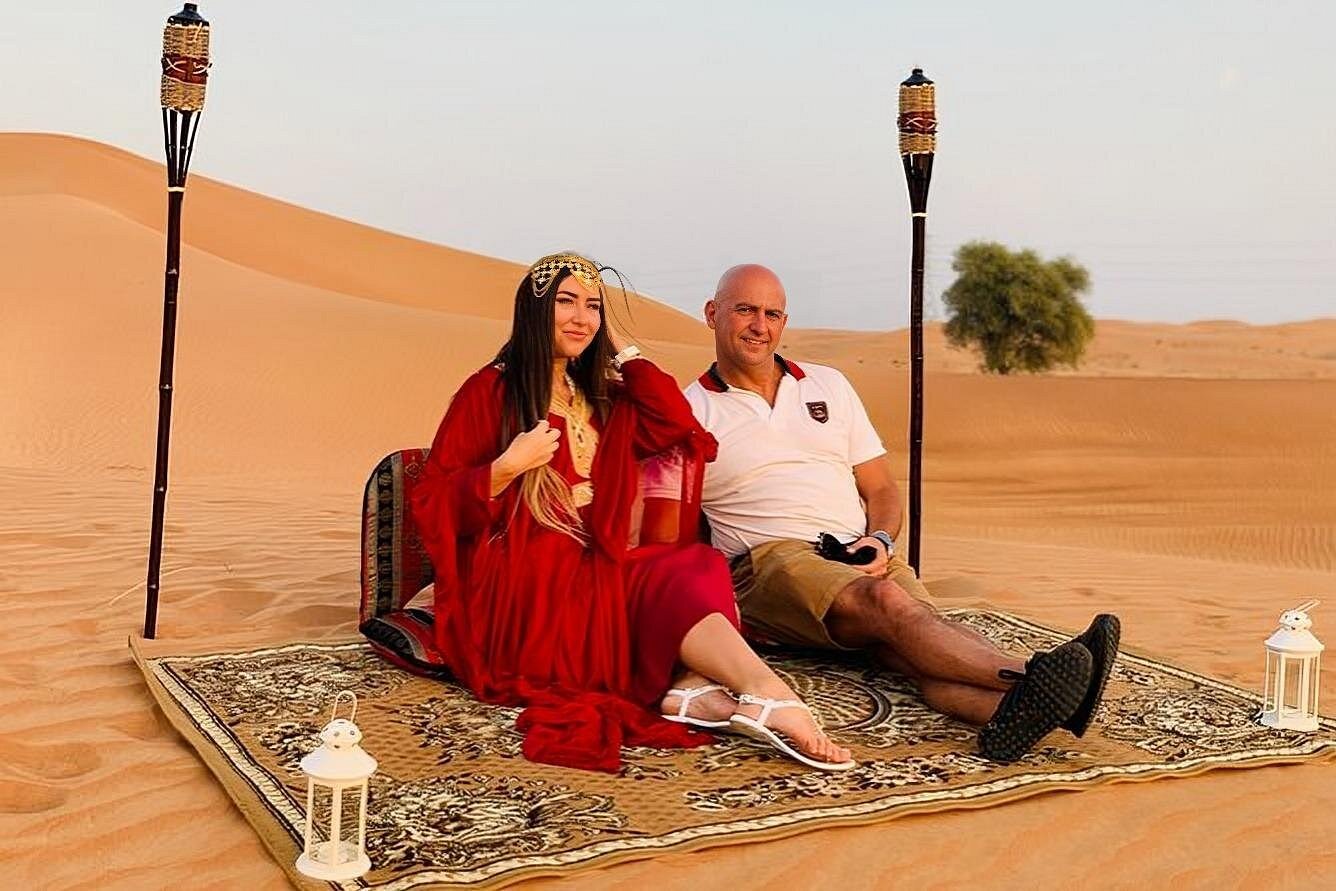 Dubai: Private Romantic Desert Dinner with Camel Ride and Luxury BBQ Dinner