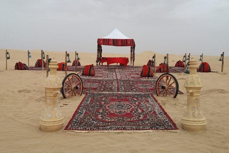 Dubai: Private Romantic Desert Dinner with Camel Ride and Luxury BBQ Dinner