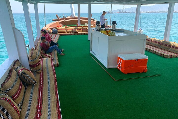 From Khasab: Overnight Dhow Cruise with Dolphin Watching and Snorkeling