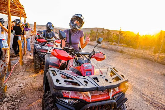 From Marrakech: Agafay Desert Quad Biking, Camel Ride, and Dinner with Fire Show