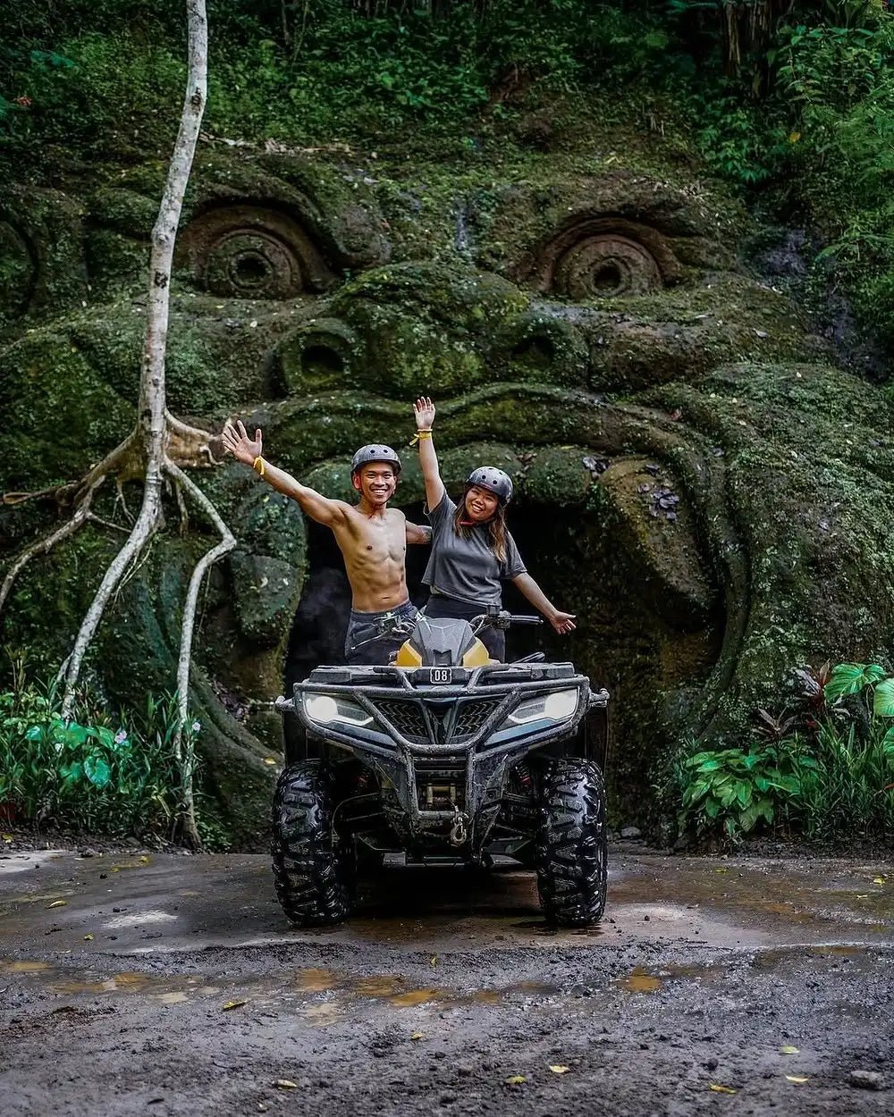 From Ubud: Ayung River Rafting and ATV at Gorilla Face Cave