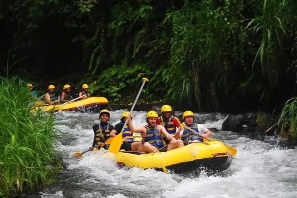From Ubud: Zipline, River Rafting and Rice Terraces Combo Adventure