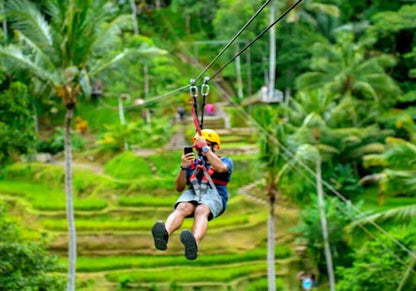 From Ubud: Zipline, River Rafting and Rice Terraces Combo Adventure